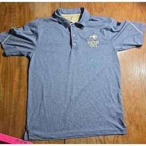 Montana State Bobcats Champion Polo Shirt Mens Small Blue Logo Short Sleeve